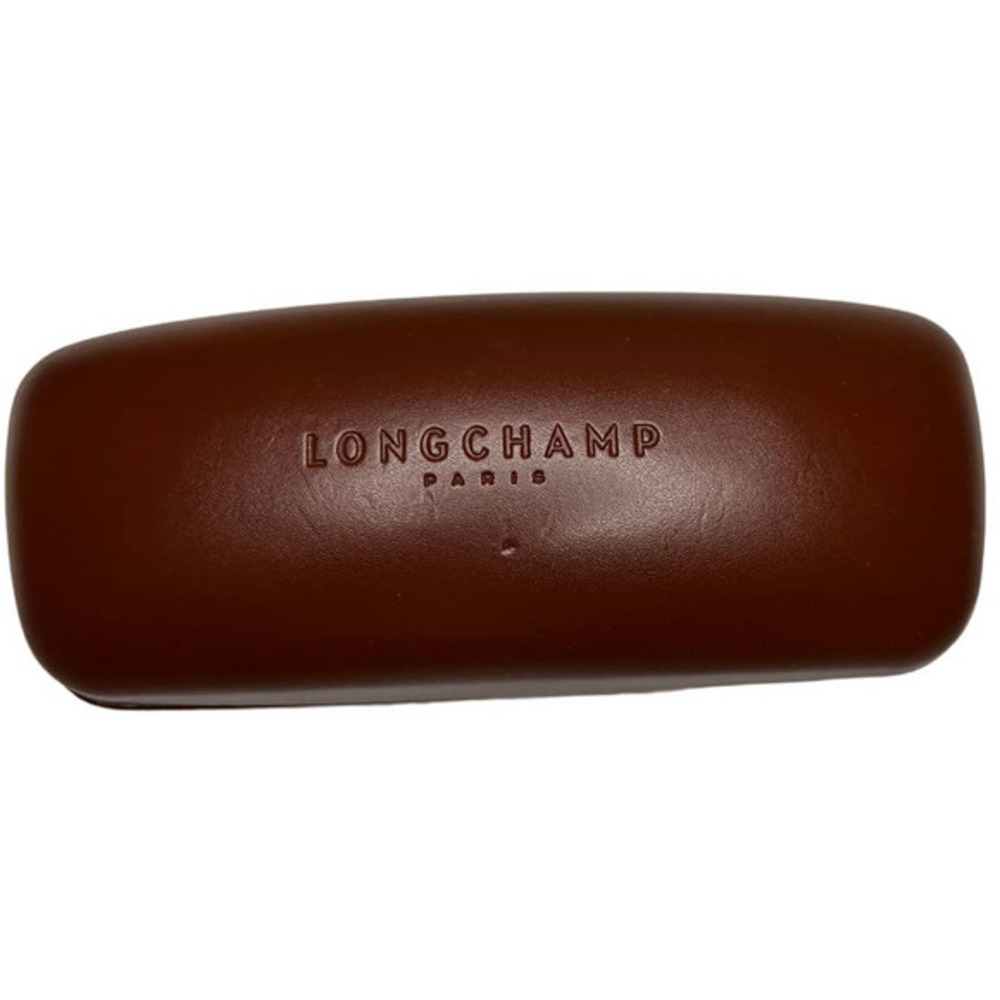 LONGCHAMP Paris Eyeglass Case Brown with‎ Gold Hinges Felt Lined